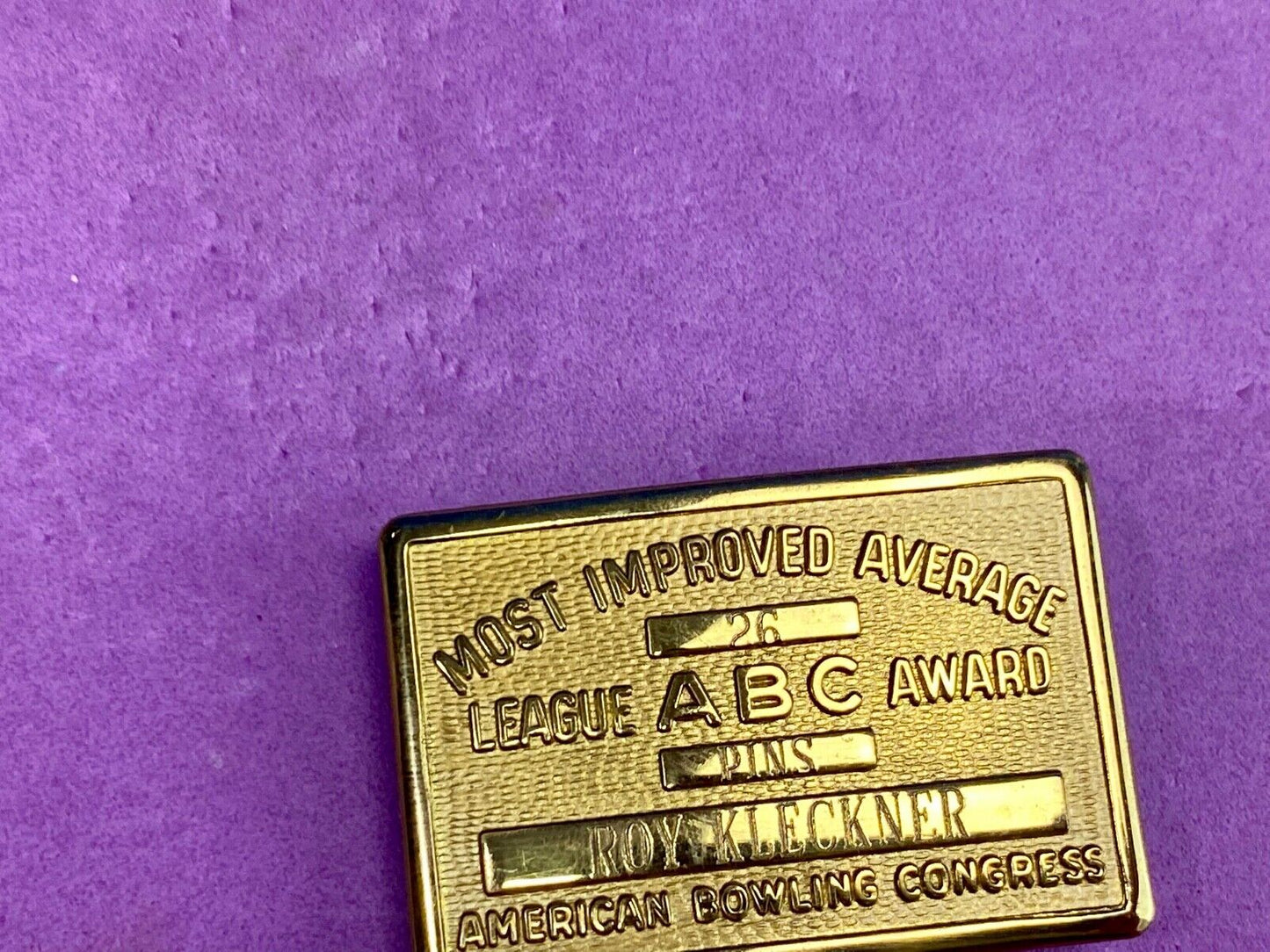 Vintage  AMERICAN BOWLING CONGRESS Most Improved ABC LEAGUE AWARD BELT BUCKLE