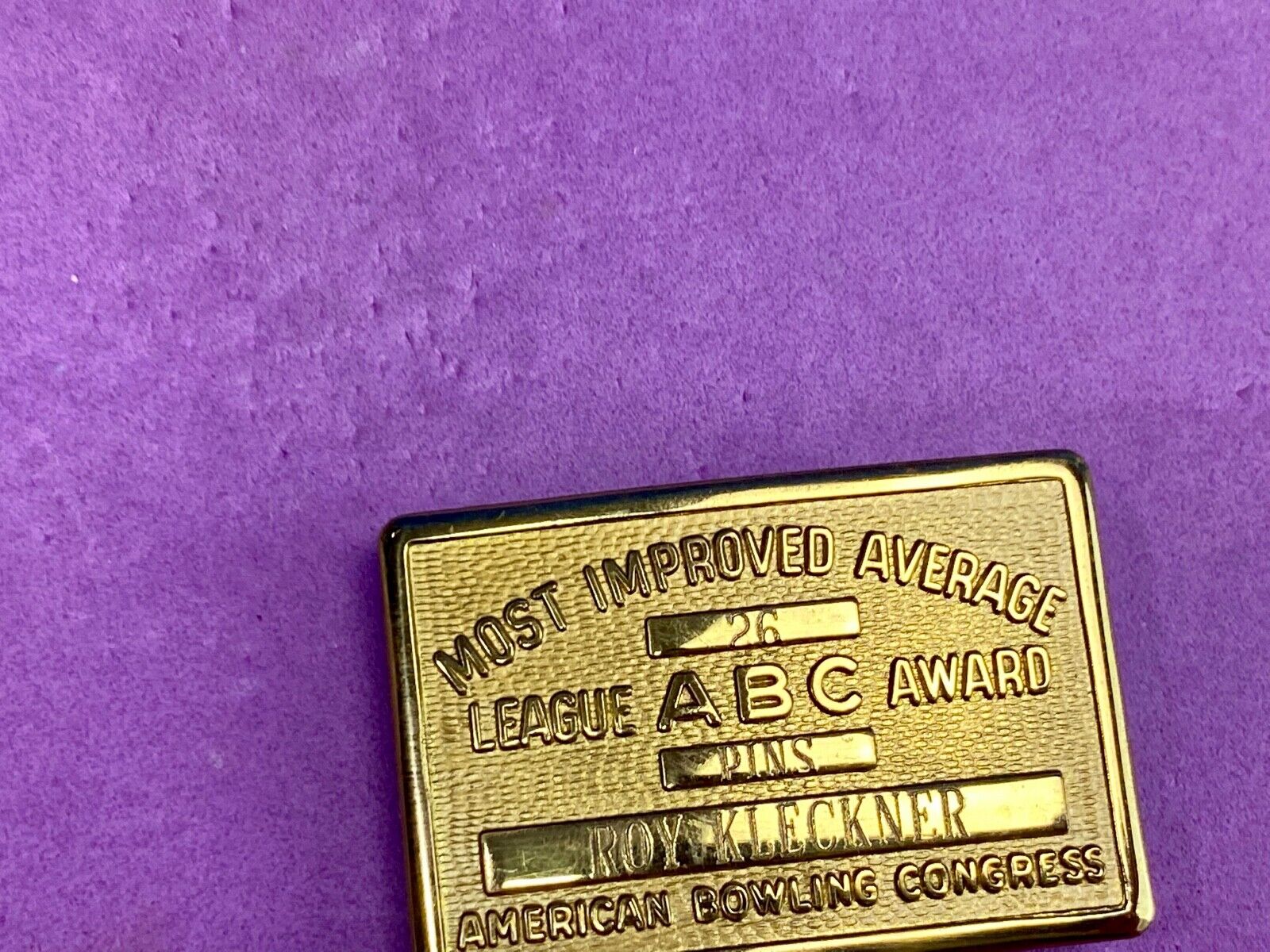 Vintage  AMERICAN BOWLING CONGRESS Most Improved ABC LEAGUE AWARD BELT BUCKLE