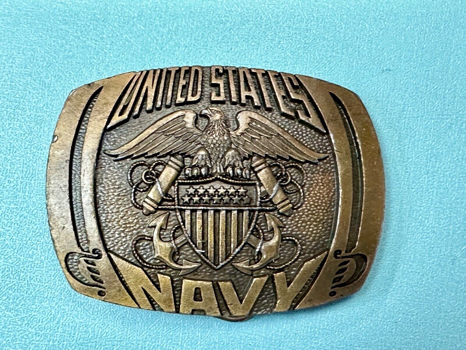 United States Navy Vintage Military 1980 Indiana Metal Craft belt buckle KR-89