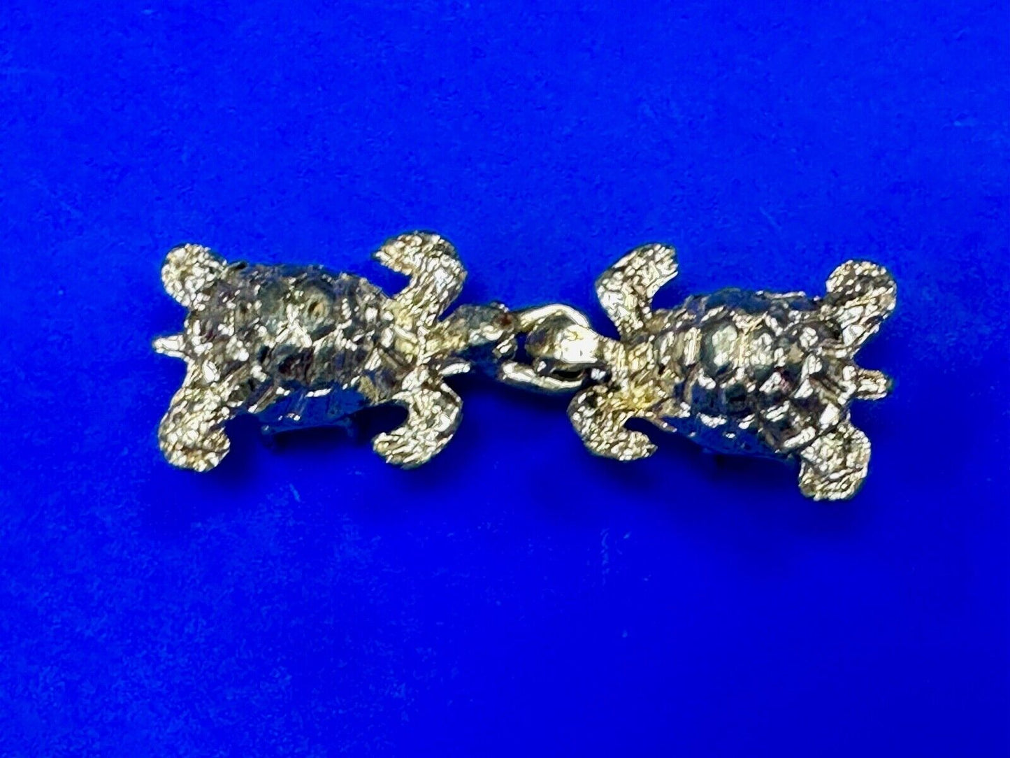 Two piece Turtles - gold tone interconnecting vintage Ocean Sea belt buckle