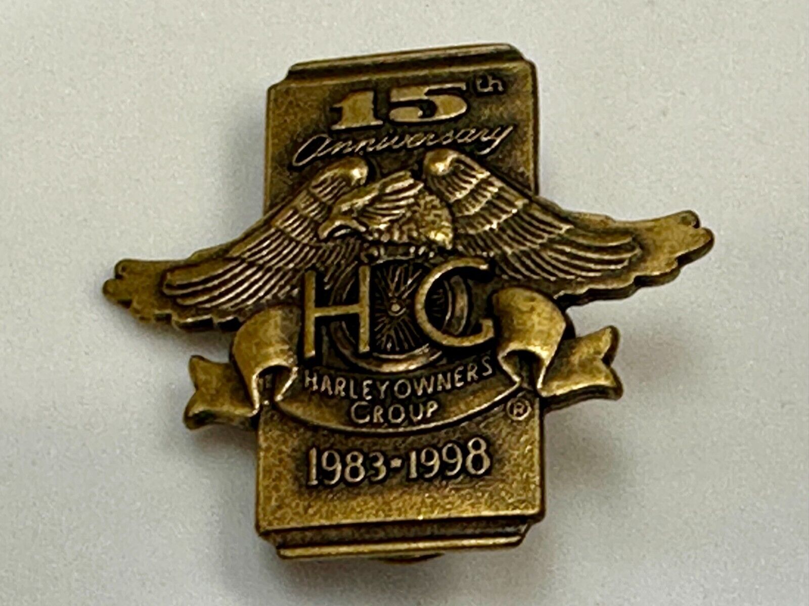 15Th Anniversary Harley Davidson Owners Group Hog 1998 Pin For Jacket Or Vest