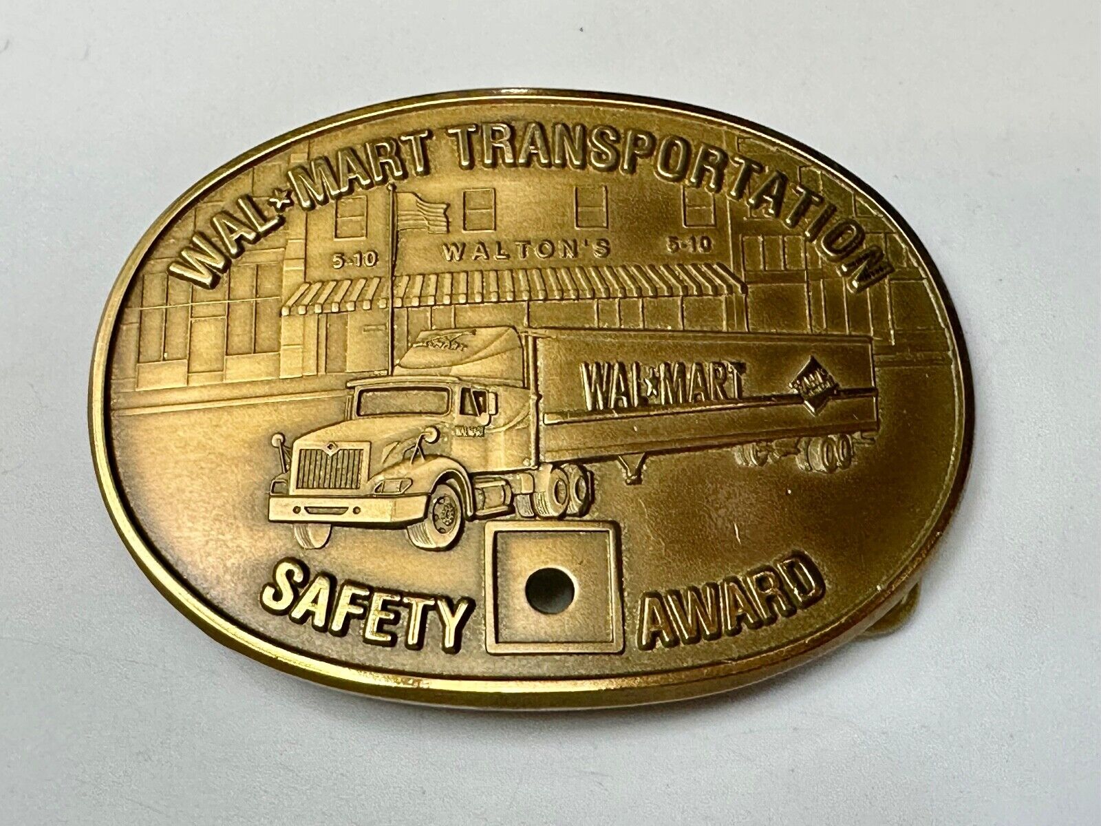 510 Waltons AR Walmart Transportation Semi Driver Safety Award Brass Belt Buckle