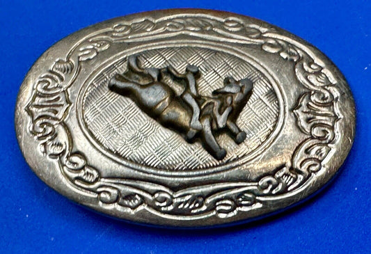 Vintage Cowboy Saddle Bronc 3" wide western oval belt buckle