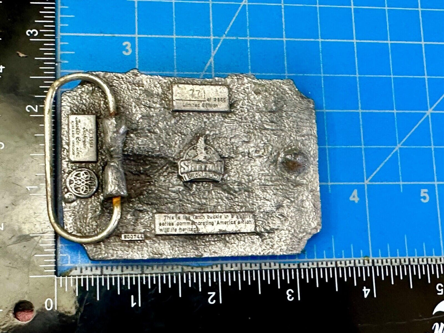 Alaska Wildlife Vintage 1991 Commemorative Pewter Belt Buckle
