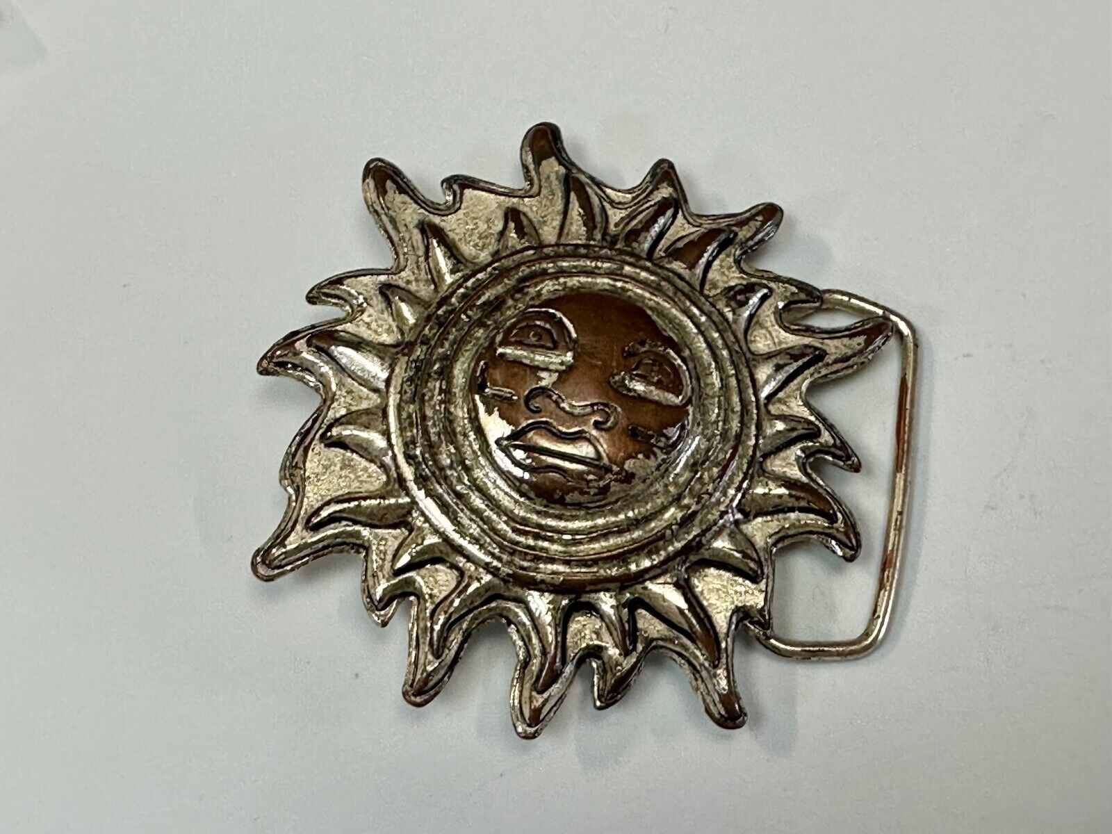 Artisan Hippie Style SUN Face - Large Figural cutout belt buckle