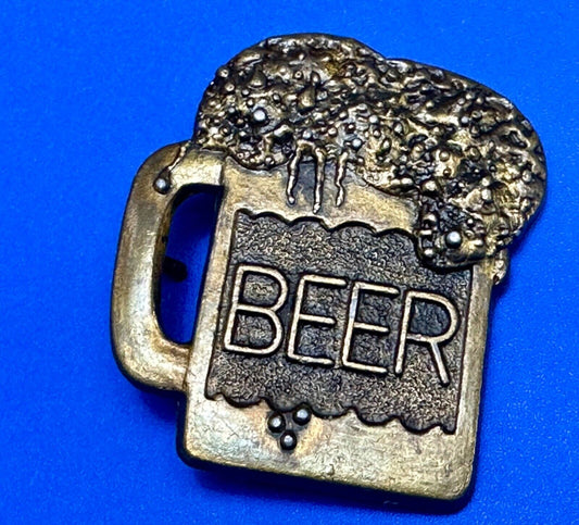 BEER mug - Suds flowing over Vintage cutout shaped belt buckle