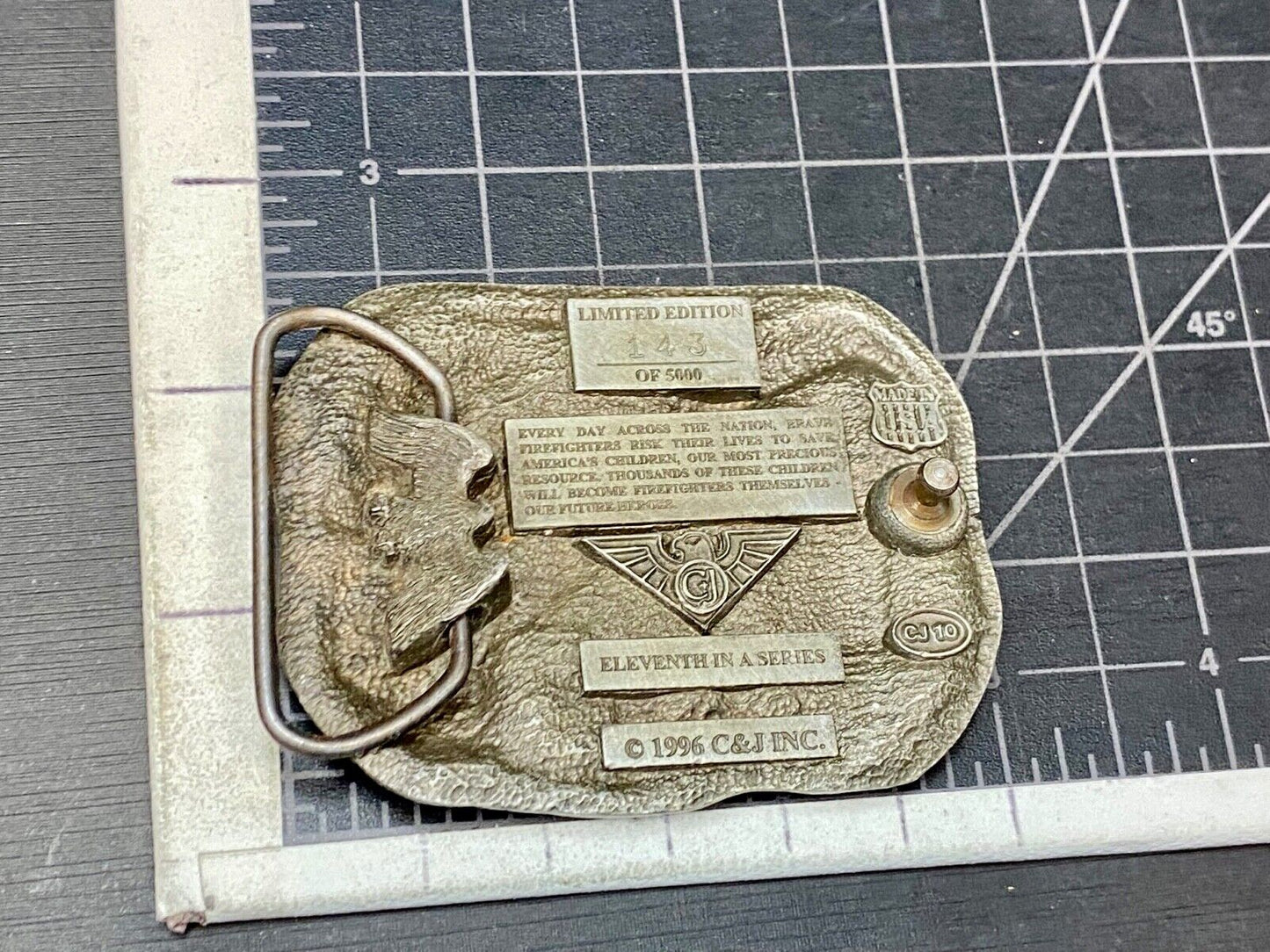 vintage Fire Fighter's Belt Buckle - 1996 Laying It On The Line  Limited Edition