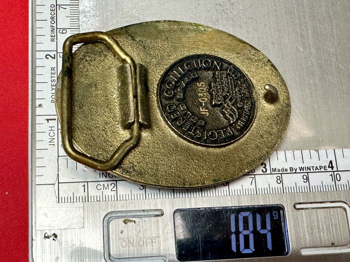 The great state of Wyoming Train History brass belt buckle by Heritage Mint LTD