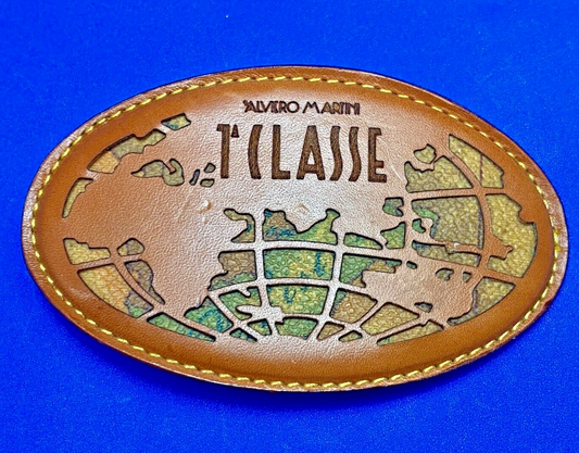 TILASSE Alviero Martini Leather Oval Snake Skin inlaid Belt Buckle made in Italy