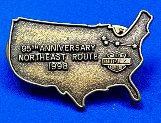 95th Anniversary Northeast Route 1998 USA Map Collectors Harley Davidson Pin