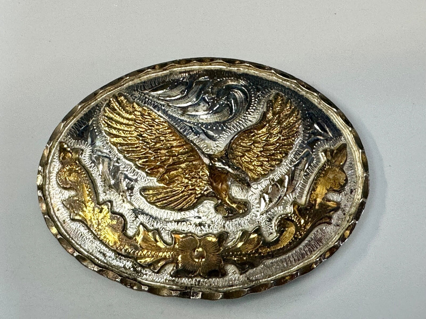 American Patriot Eagle - Majestic Vintage Alpaca Fina JG Mexico Belt Buckle 