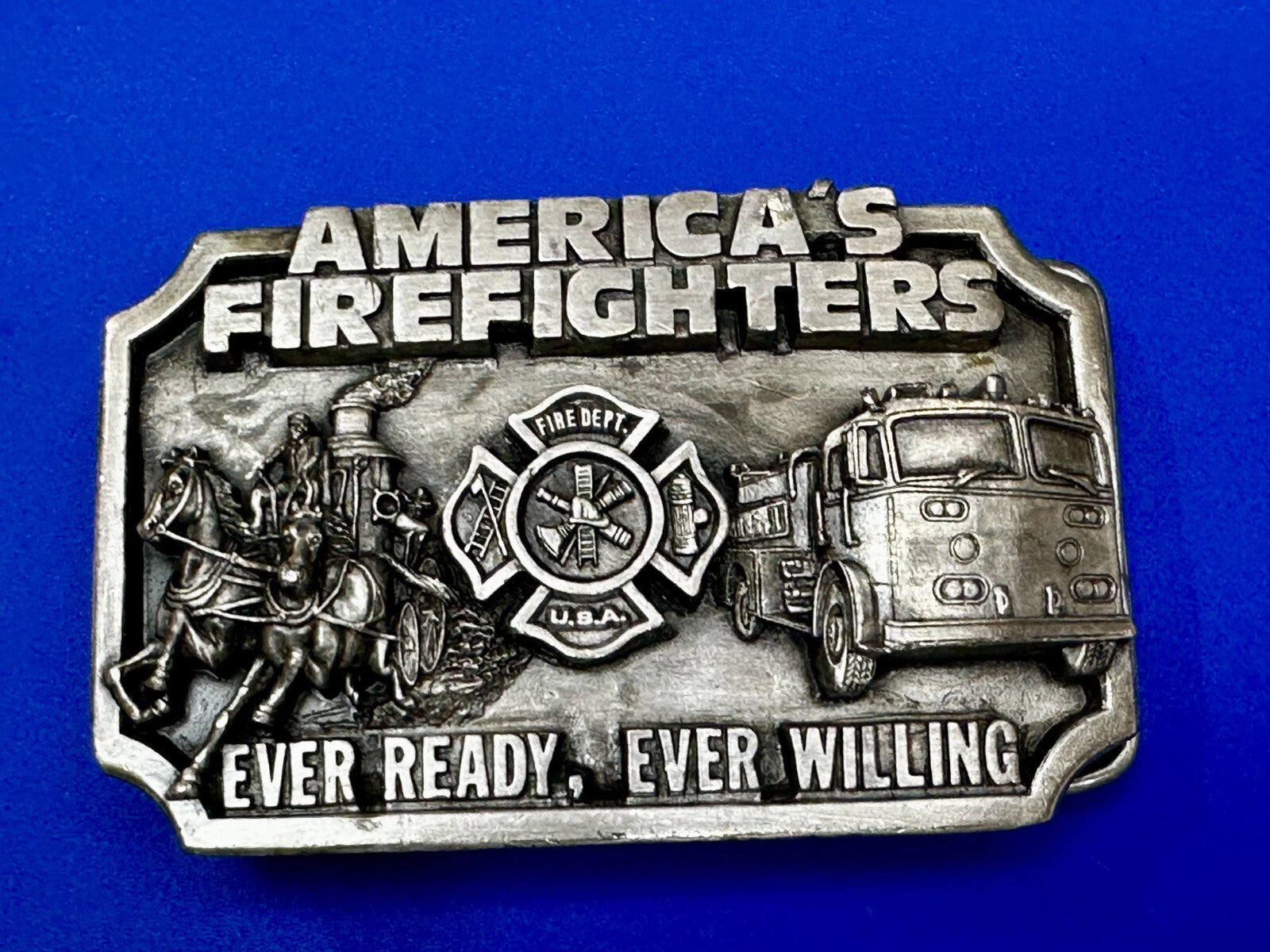 Americas Firefighters Ever Ready Ever Willing Commemorative Siskiyou Belt Buckle