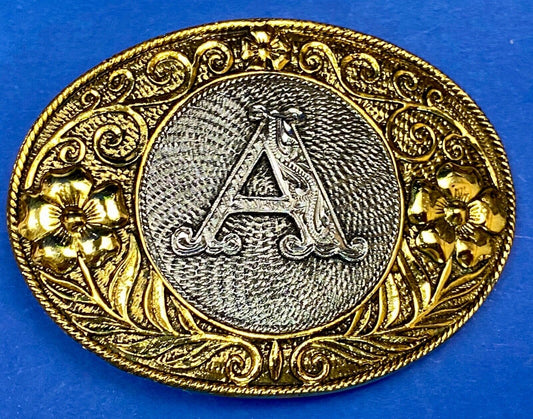 Vintage Letter Initial Monogram A Western Belt Buckle   - E Makers Mark