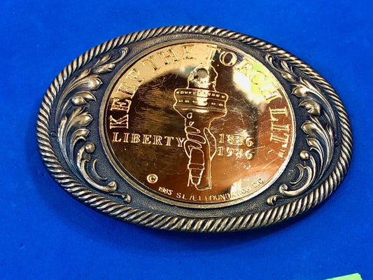 Vintage Coin Centerpiece Western Belt Buckle -  Keep the torch lit - American 