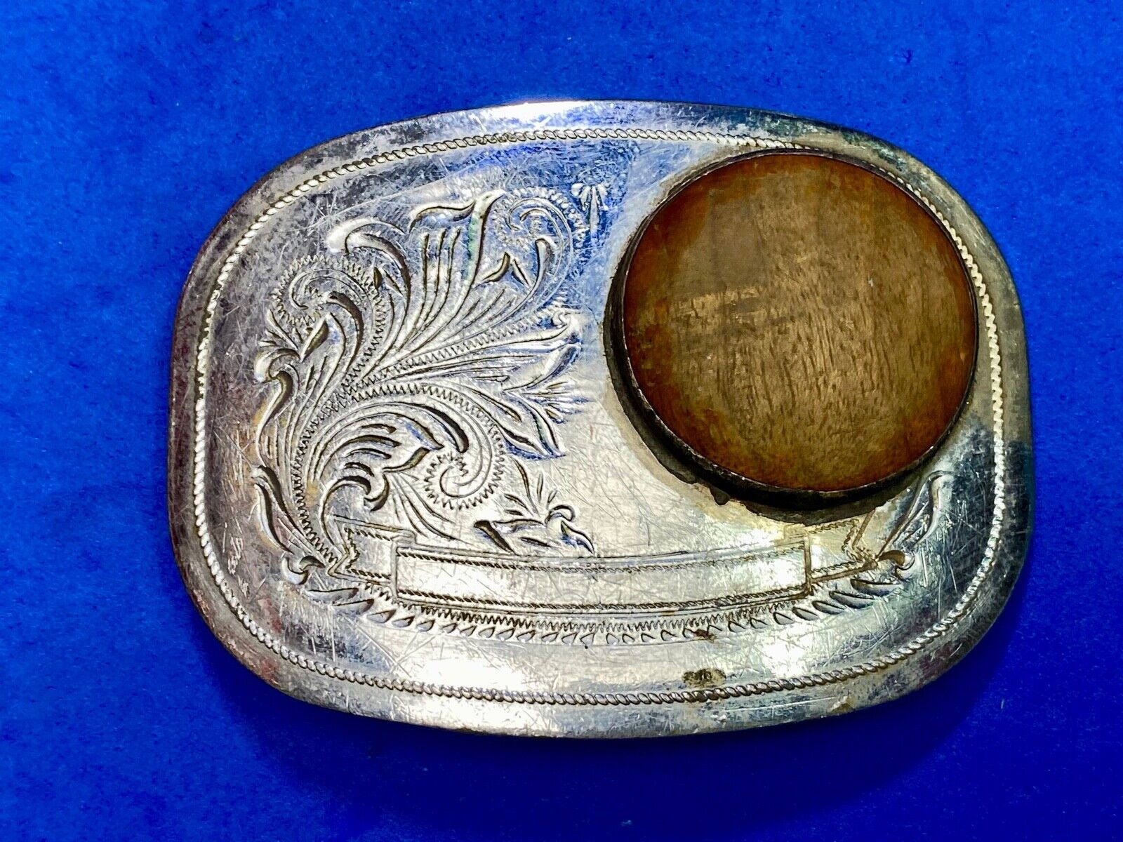 Very Different Wood Centerpiece On Western Flower Swirl Blank Ribbon Belt Buckle