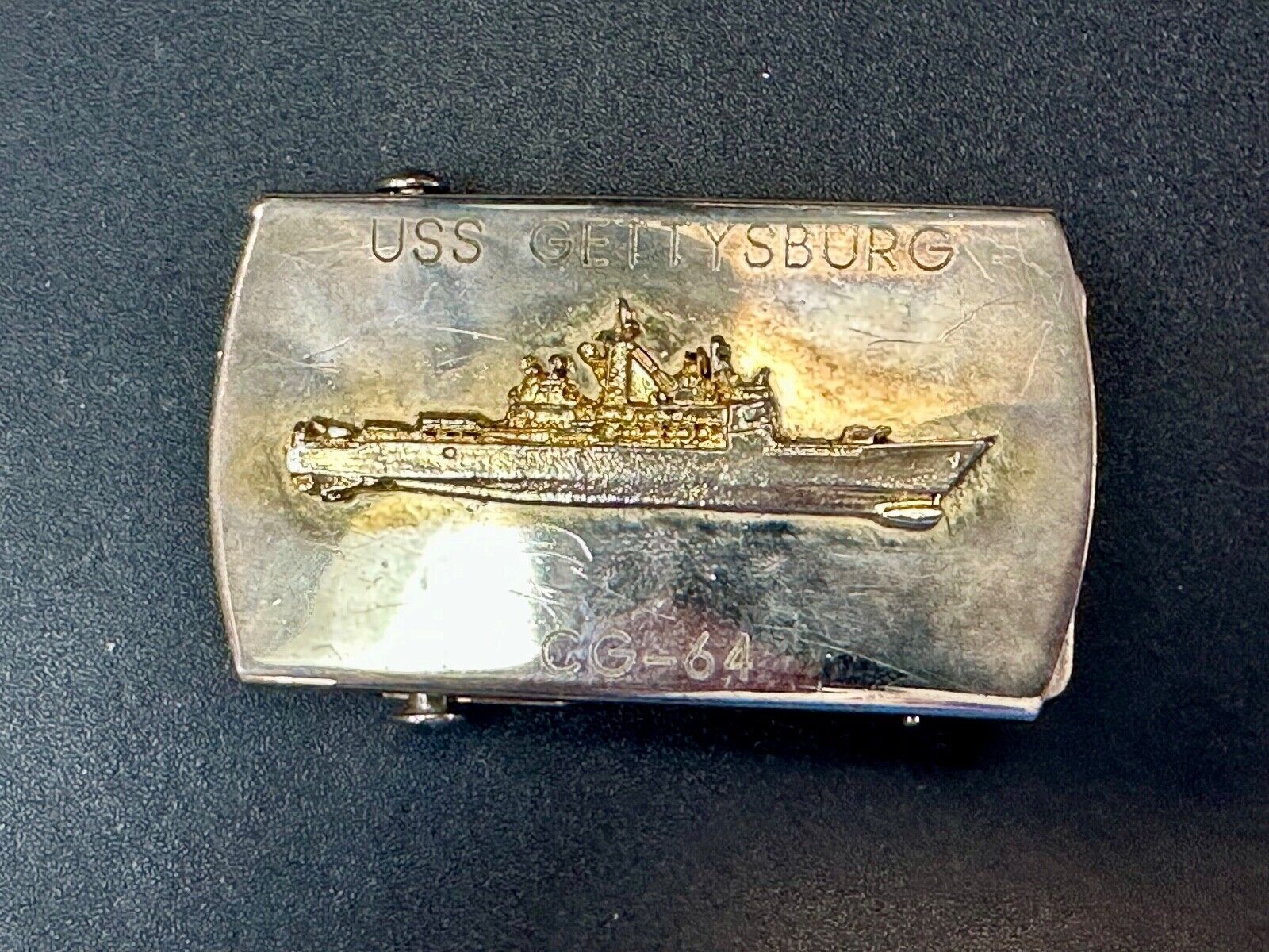 USS Gettysburg CG-64 Ticonderoga-class battleship solid brass belt buckle