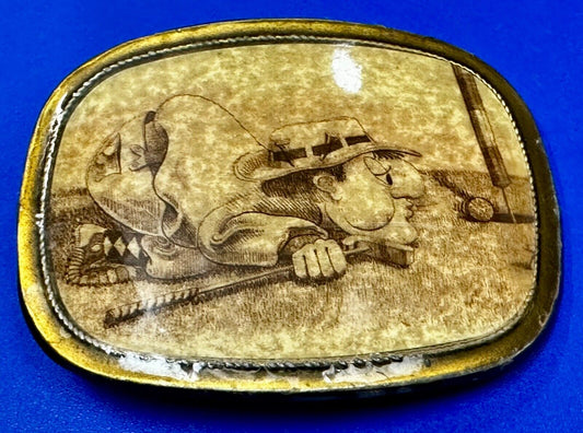 Vintage Cartoon Man Gold Put Put - Sink the hole  Retro Sports Belt Buckle