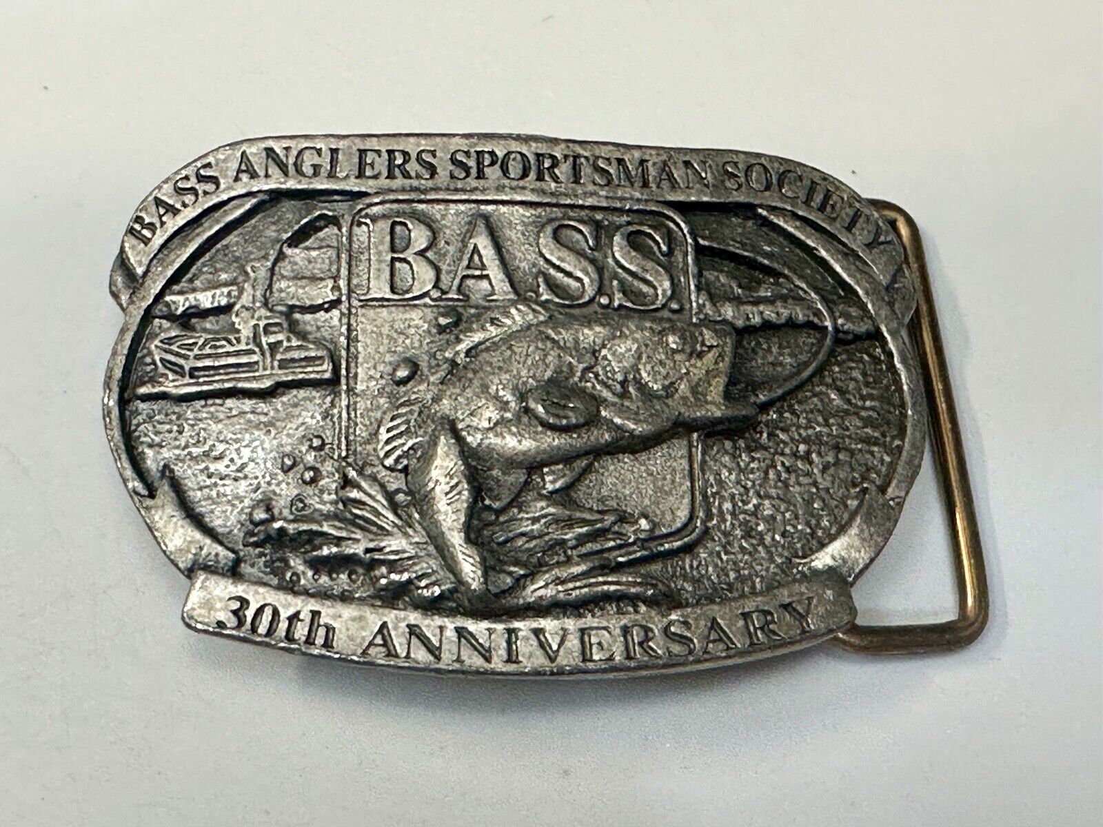 1997 BASS Bass Anglers Sportsman Society Fishing 30th anniversary belt buckle