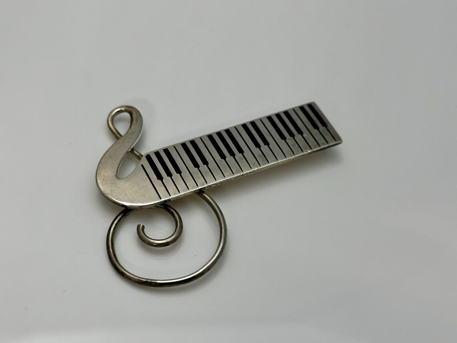 Treble Clef  Piano Music Keyboard Musician Vtg. Brooch Pin Sterling 925 Mexico
