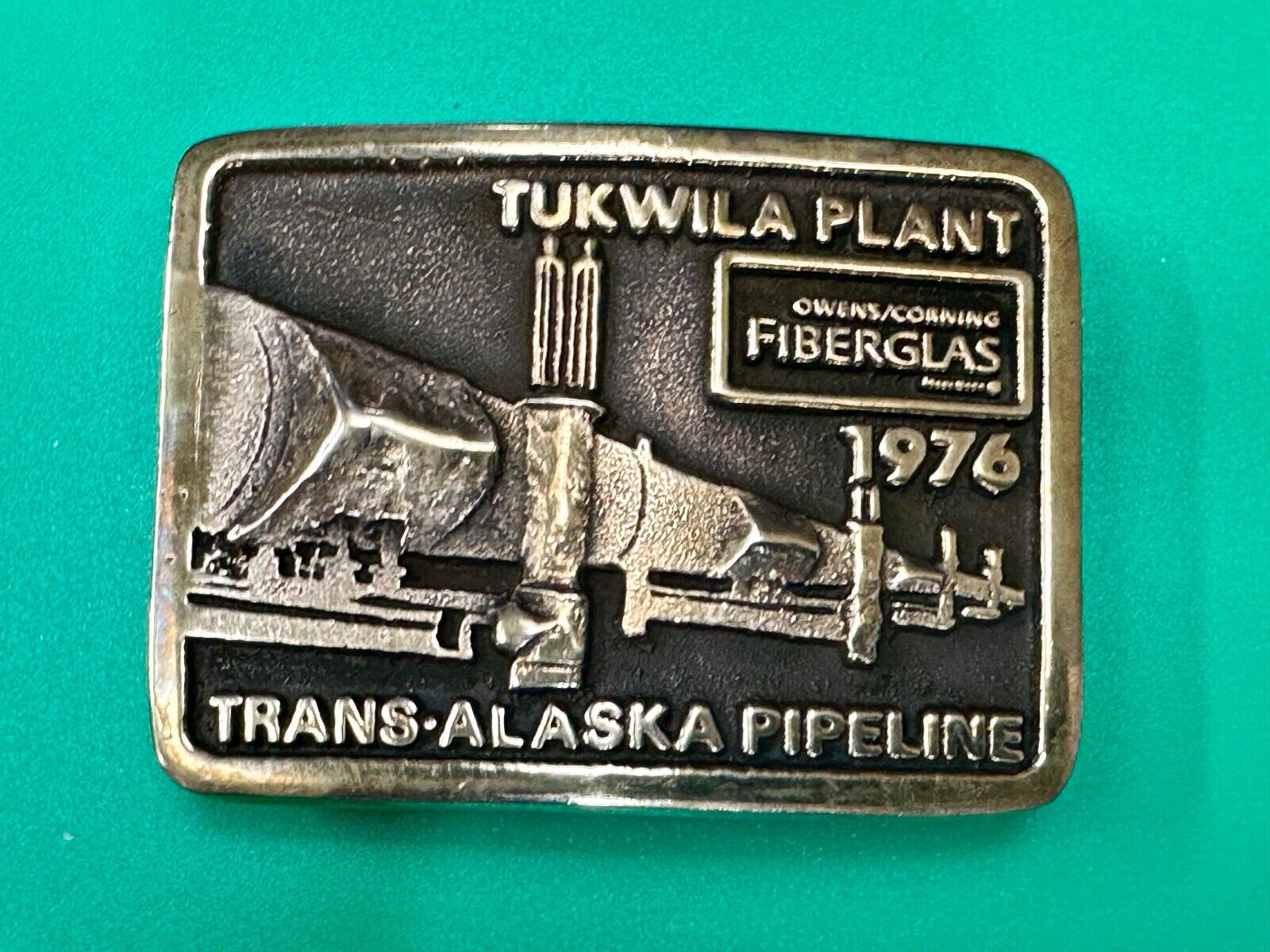 Trans Alaska Oil Pipeline Tukwila Plant Owens Corning Fiberglass belt buckle