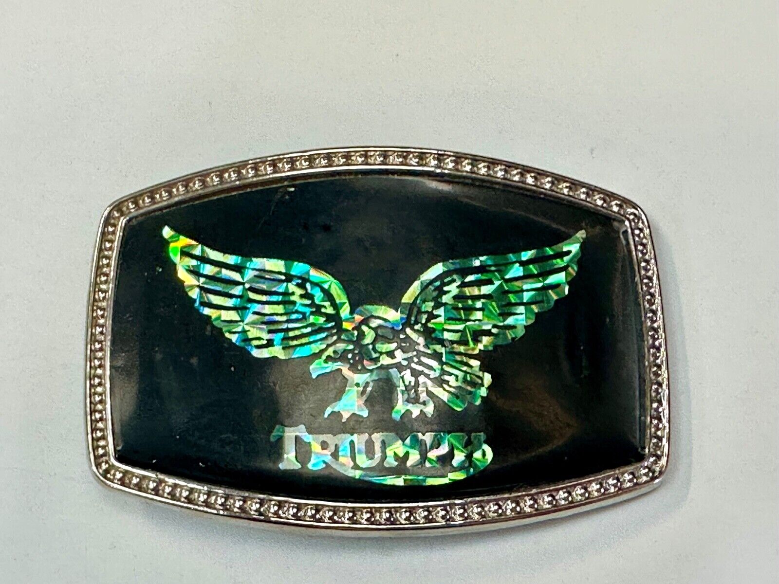 TRIUMPH MOTORCYCLES Eagle emblem Holographic retro style logo belt buckle