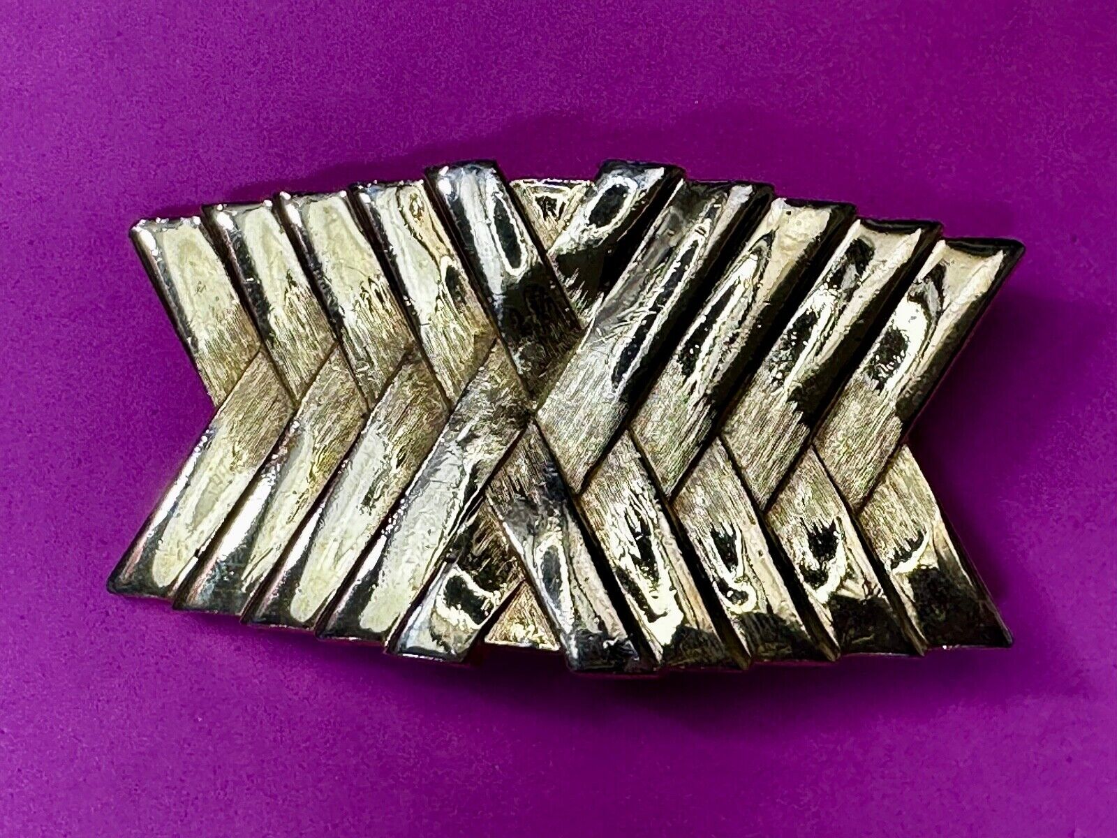 Abstract X Patten Design Hippy Boho Vibe Large Gold Tone Vintage Belt Buckle
