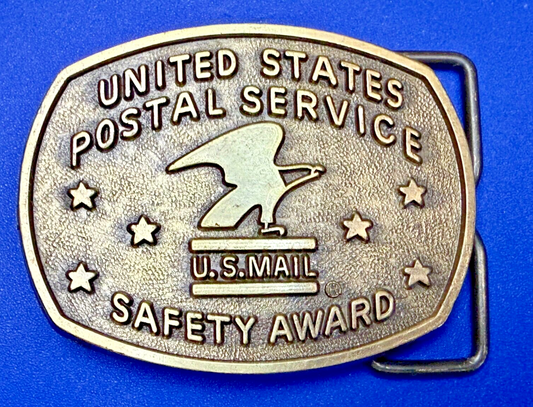 United States Postal Service Safety Award U.S Mail Commemorative RJ Belt Buckle