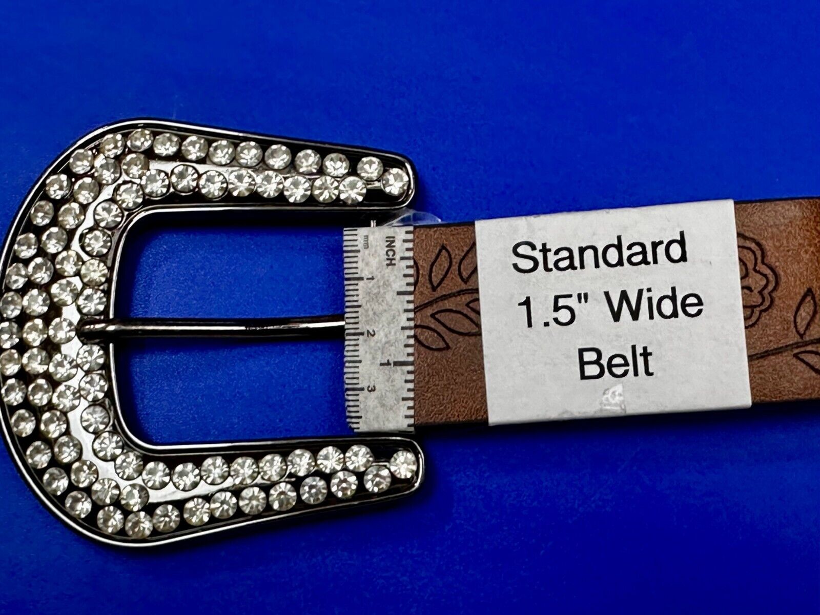 5 Lot Large Rhinestone Covered Ranger Style Gray Color NOS Western Belt Buckle