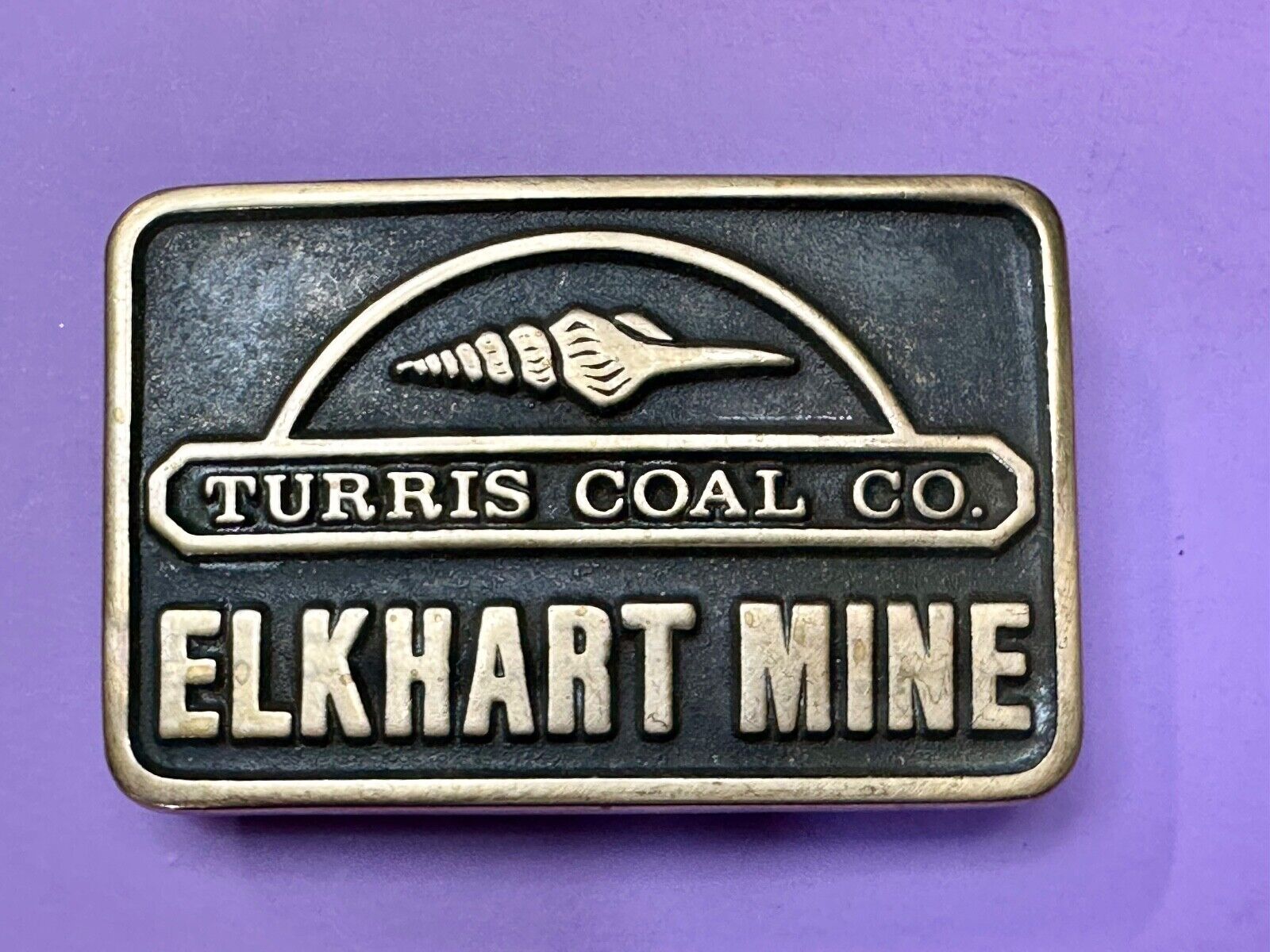 Turris Coal Company Elkhart Mine Illinois Solid Brass Anacortes Belt Buckle