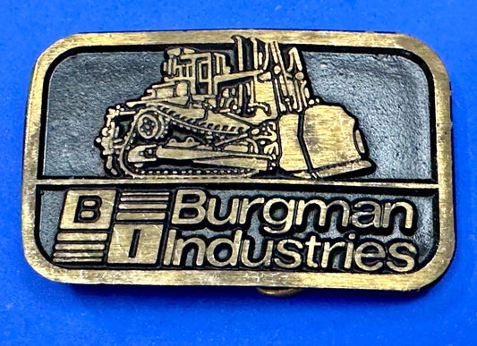 Vintage Burgman Industries Company Advertising brass Dynabuckle belt buckle