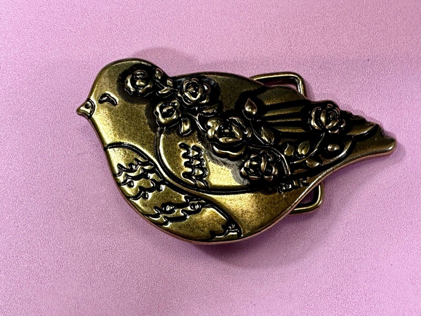 Bird Dove Shaped Cutout Figure Brass Tone Belt Buckle by Relic