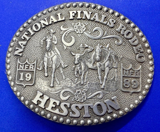1989 Hesston NFR National Finals Rodeo Award Design Medals Vintage Belt Buckle