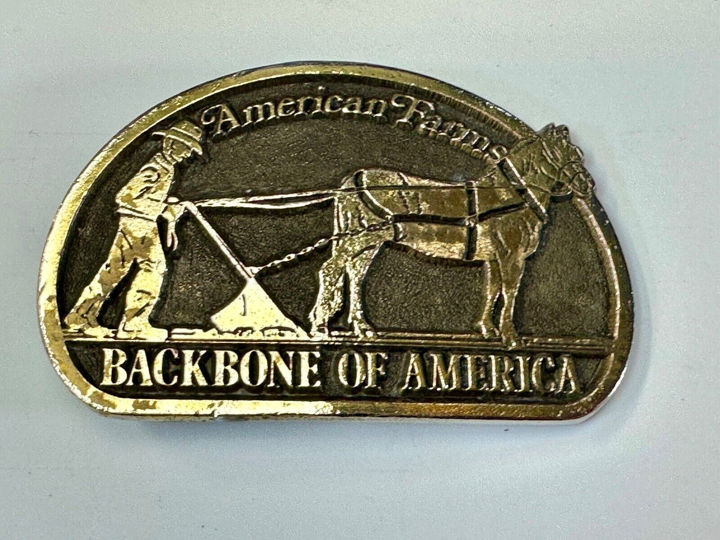 American Farm's, The Backbone of America - Patriotic Farm Theme Vtg. belt buckle