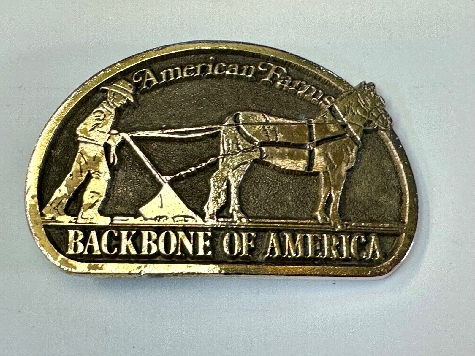 American Farm's, The Backbone of America - Patriotic Farm Theme Vtg. belt buckle