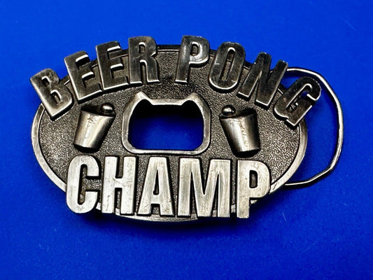 Beer Pong Champ! Vintage Bottle Opener & Belt Buckle by Kalan
