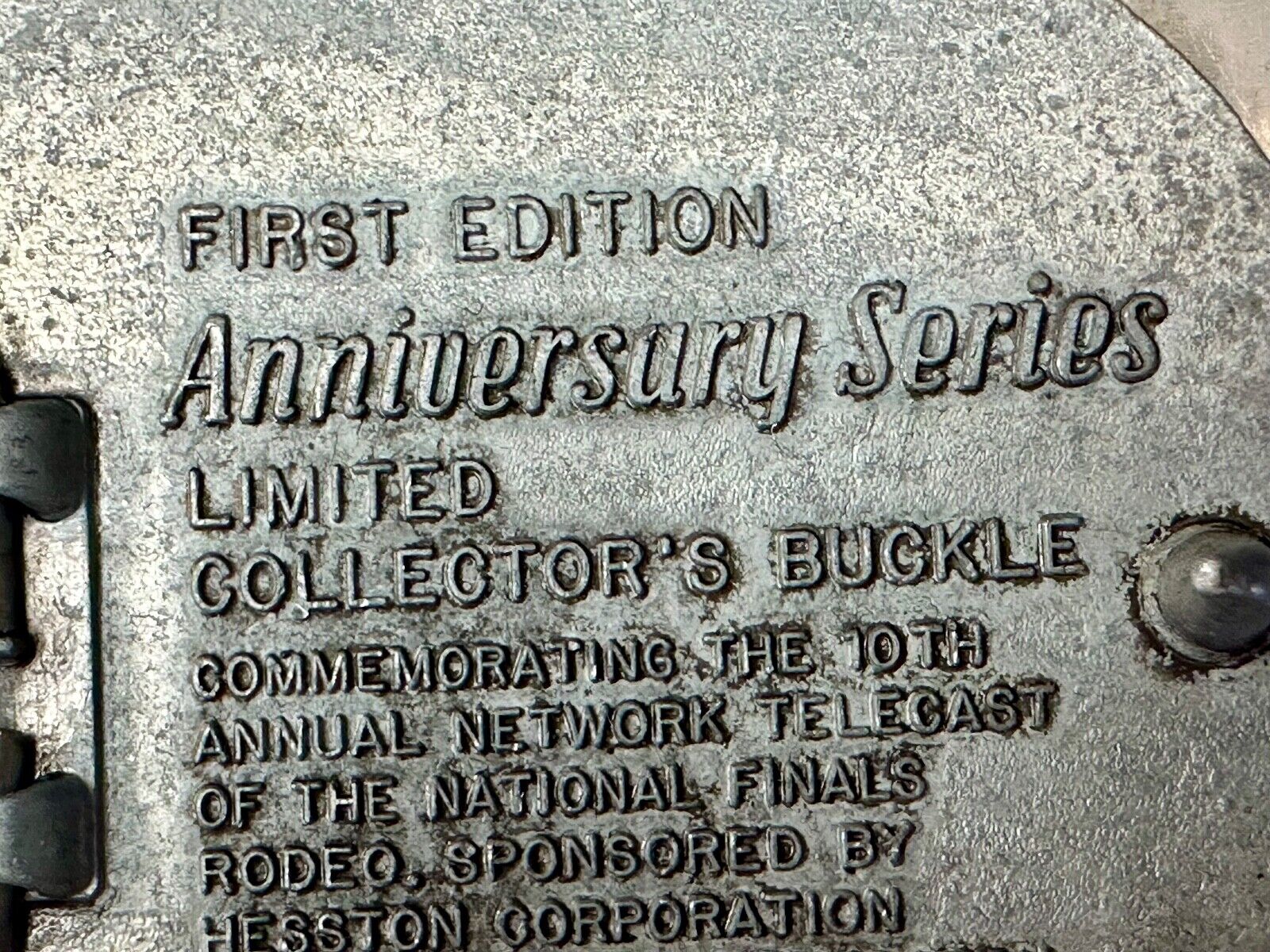 25th Anniversary Series NFR Rodeo Vintage HESSTON Cowboy belt buckle