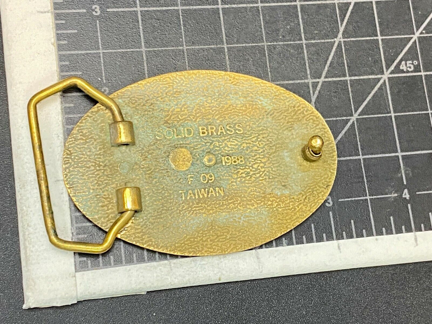 Unknown To Me~!   Pinky Slba Farming 1988 Vintage F-09 Solid Brass Belt Buckle