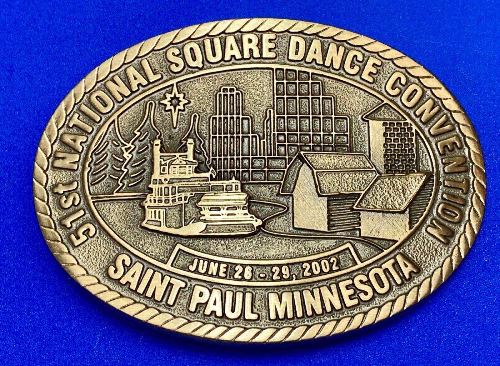 51st National Square Dance Convention belt buckle  Saint Paul Minnesota, 2002
