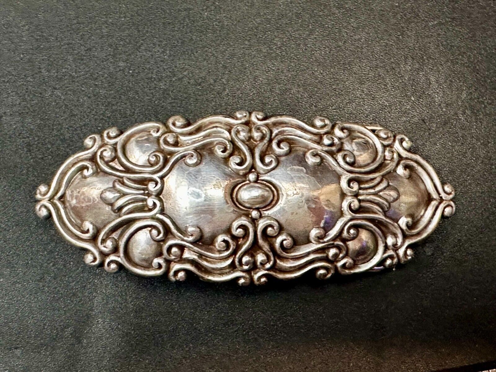 Victorian Art Style Floral Theme Vintage 1997 Silver Tone Belt Buckle