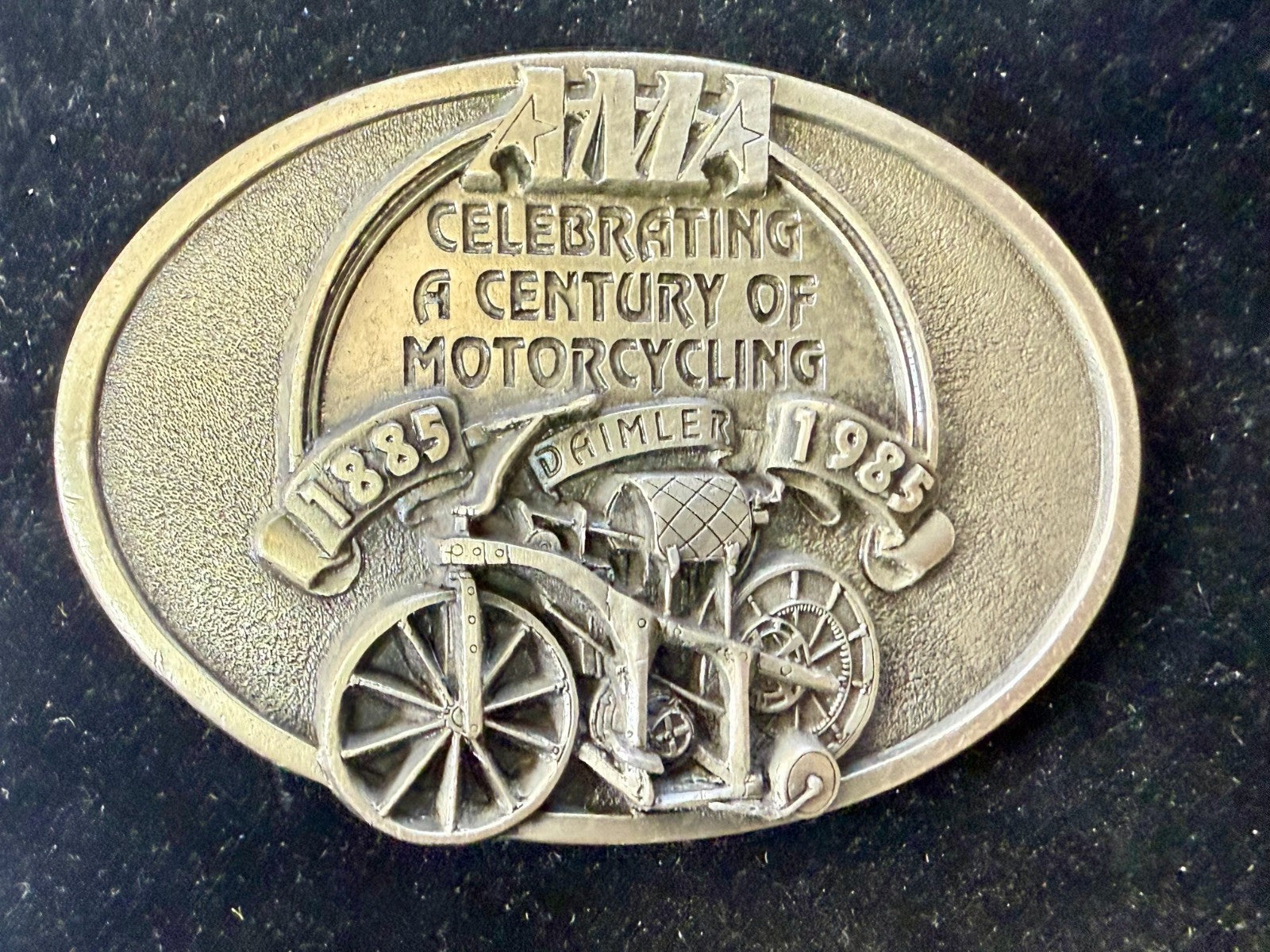 AMA American Motorcyclist Association A Century of Motorcycling Vtg. Belt Buckle