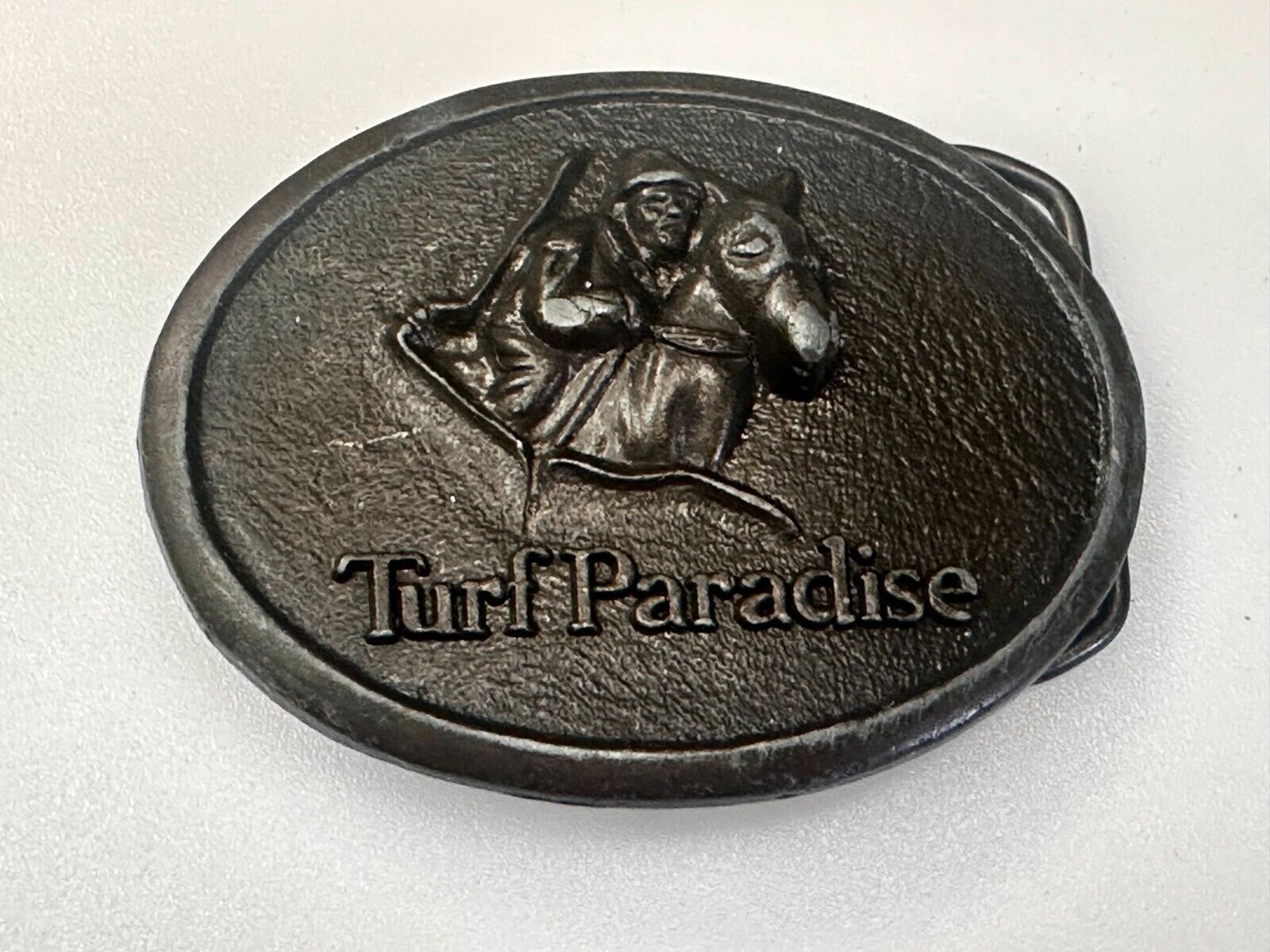 Turf Paradise Horse Racetrack Jockey Horse Racing Advertisement Belt Buckle