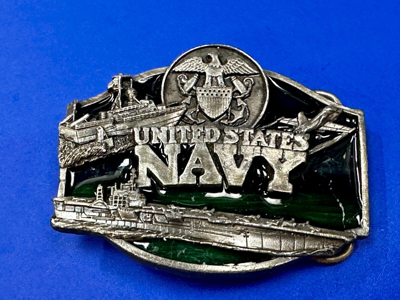 United States Navy Seal Vintage 1987 Commemorative Pewter Siskiyou Belt Buckle