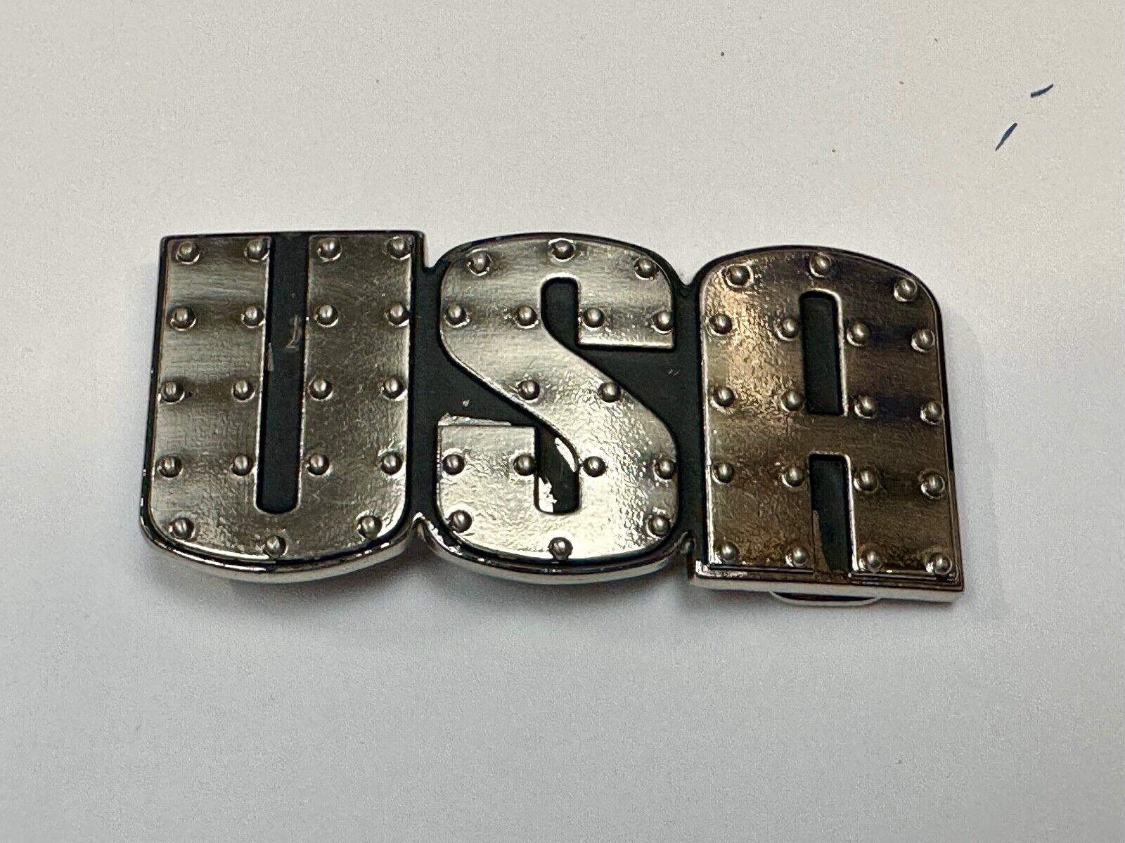 USA - Patriotic Cutout Letters America Proud Statement Crome Brand belt buckle