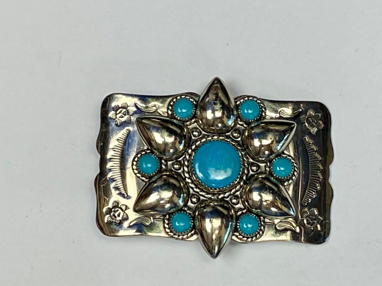 Beautiful Nickel Silver Southwestern 2.5" Wide Belt Buckle By Bell