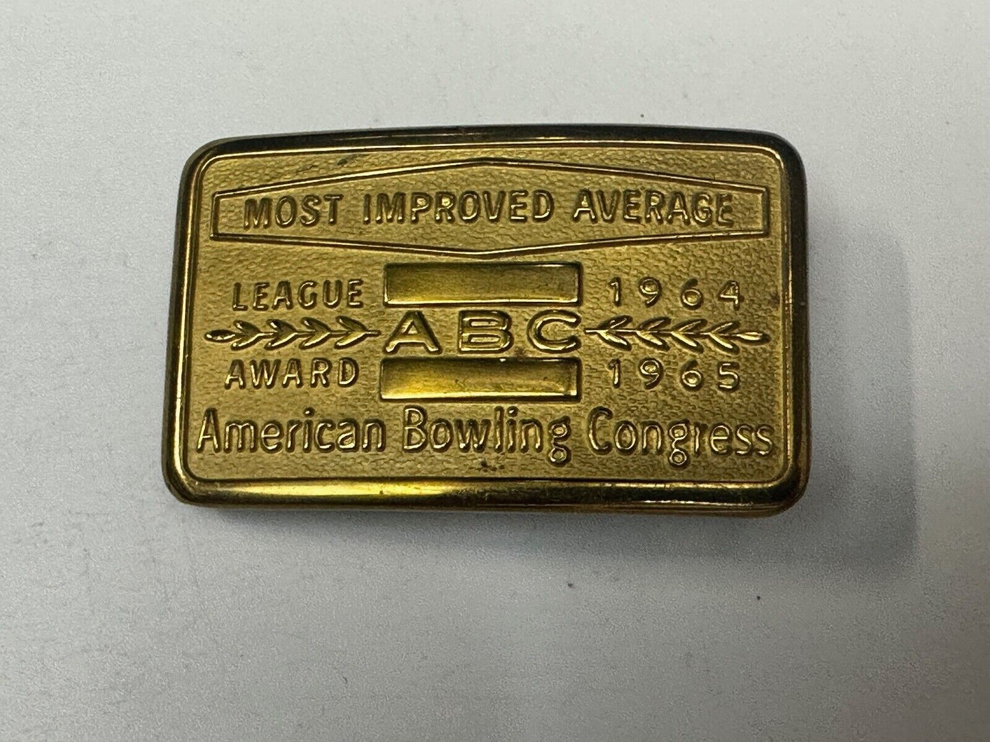 ABC Bowling League Award Trophy 1964 - 65 Belt Buckle RARE Most Improved Average