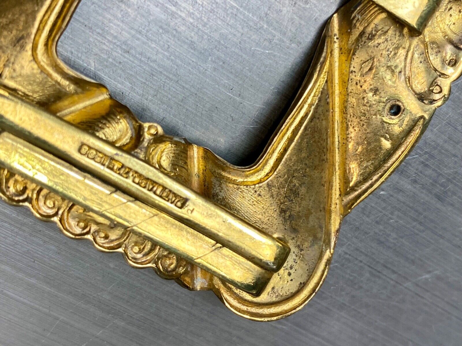 Antique Signed F.N. & Co Fishel Nessler Scarf Belt Slide buckle - AMAZING detail