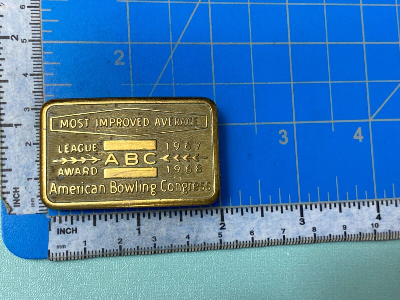 ABC Bowling Bowler's BLANK Most improved average award belt buckle NOT engraved!