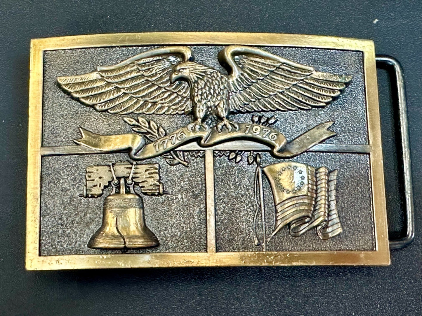 American Heritage Symbol Bicentennial Eagle Bell State Flag Belt Buckle
