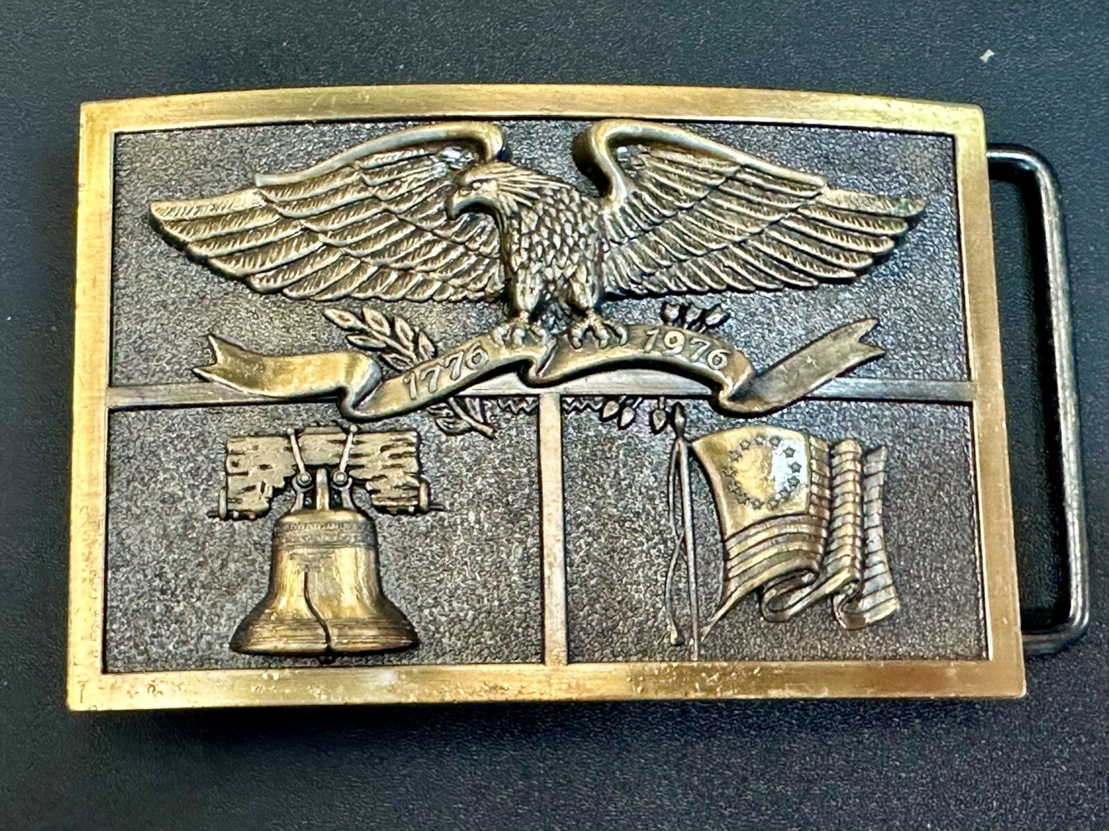 American Heritage Symbol Bicentennial Eagle Bell State Flag Belt Buckle