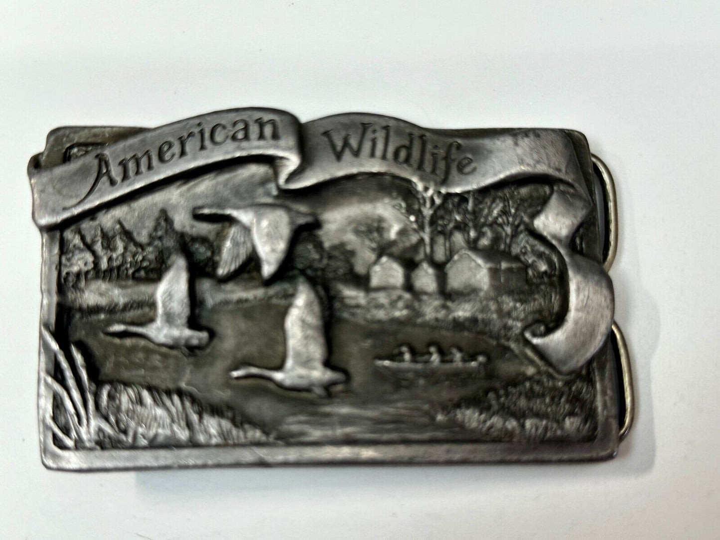 American Wildlife Birds Ducks Hunting Commemorative Vintage 1987 Belt Buckle